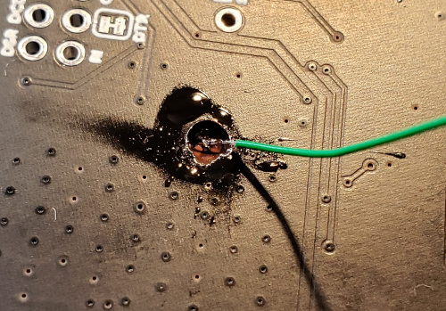 Wire soldered in hole