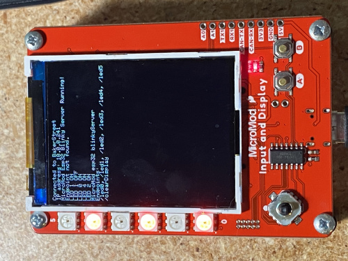 The MicroMod ESP32 Blinky Server in action.