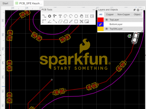 A custom silk screen of the SparkFun logo