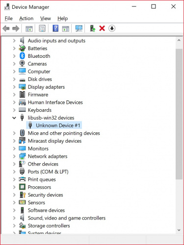 AVR Programmer Under libusb-win32 devices tree in Device Manager