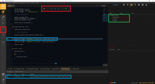 debugging output