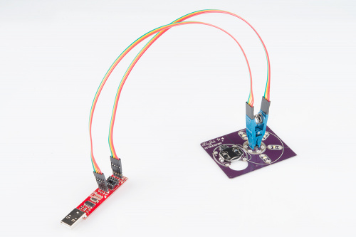 Tiny AVR Programmer Connected to a ProtoSnap LilyTwinkle's ATtiny85 via a SOIC IC Test Clip