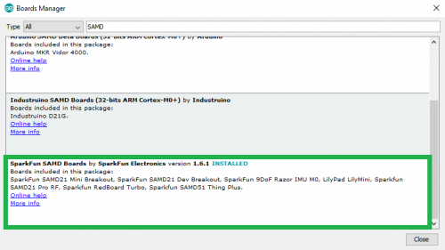 Installing the SparkFun SAMD Boards
