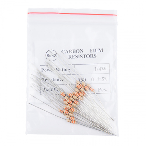 Resistor 330 Ohm 1/4 Watt PTH - 20 pack (Thick Leads)