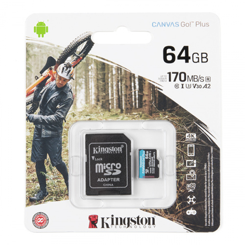 Kingston Canvas Go! Plus 64GB MicroSD Card with Adapter
