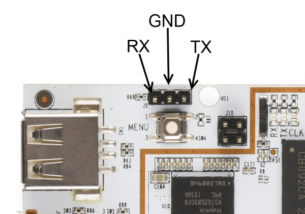 Debug serial pins