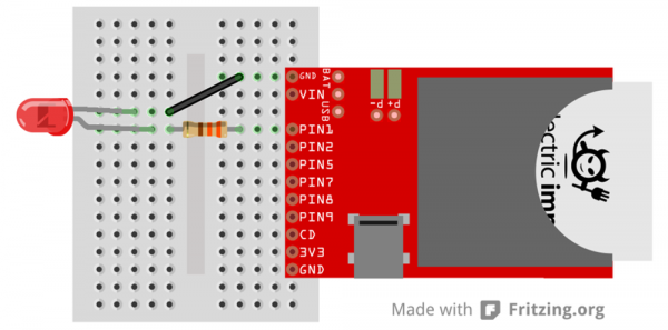 LED connected to pin 1