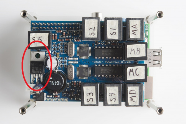 Highlighted regulator on BrickPi