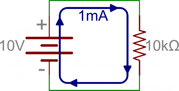Schematic: Single Resistor in series with battery