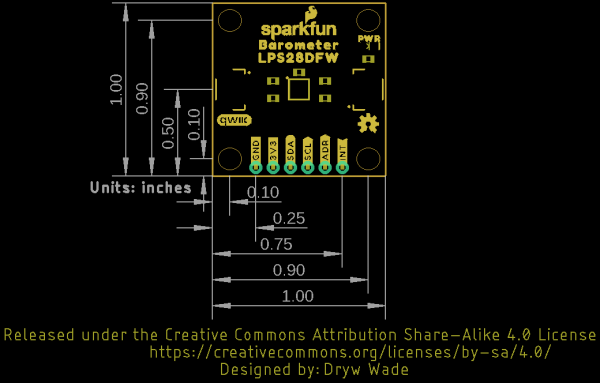 Standard Qwiic breakout dimensions.