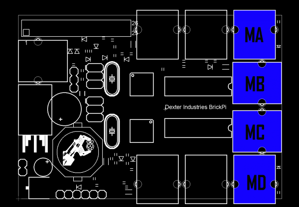 BrickPi Lego sensor port locations