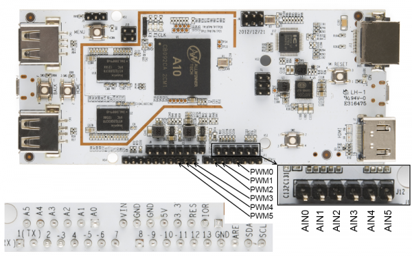 Analog pin mapping on the pcDuino