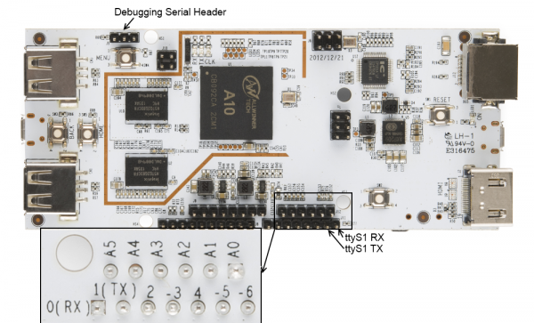 Serial port pin mapping on the pcDuino