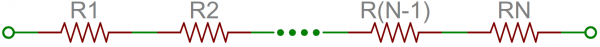 Schematic snippet: N resistors in series