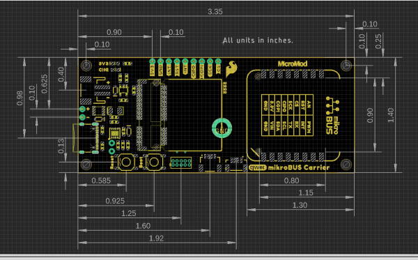 MicroMod mikroBUS carrier board dimensions