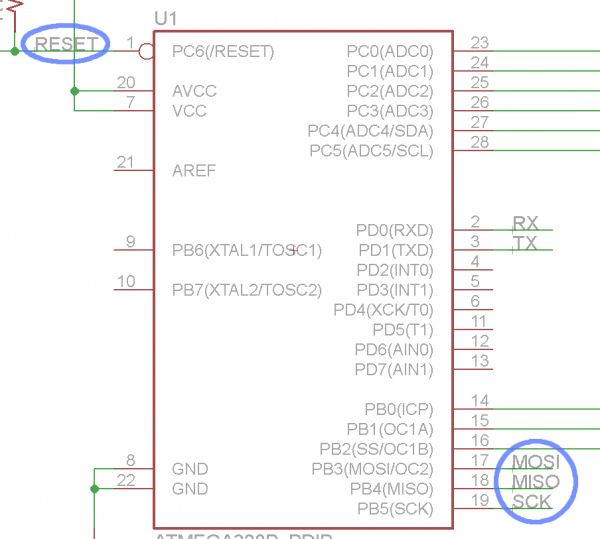 ATmega328 SPI pins named/labeled