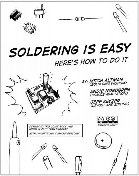 The first slide in the soldering comic.