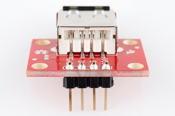 Header pins soldered onto USB Type A Female Breakout