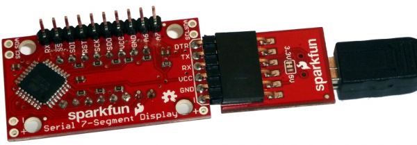 Right-angle headers soldered into programming header