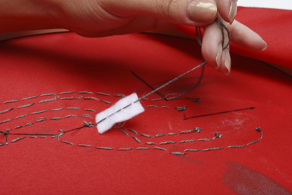 Insulating the conductive thread traces 2