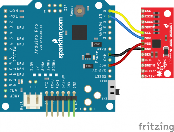 LSM9DS0 connected directly to Arduino Pro 3.3V