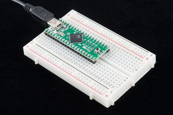 Teensy in a breadboard