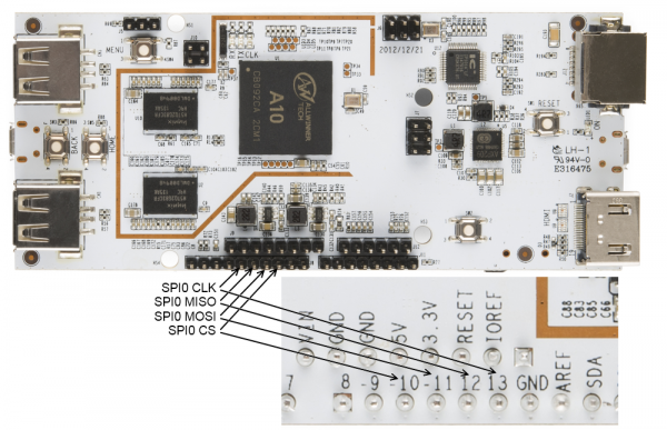 SPI pinout mapping on the pcDuino