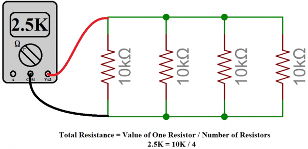 Four 10kΩ Resistors in parallel can be used to create a 2.5kΩ one!