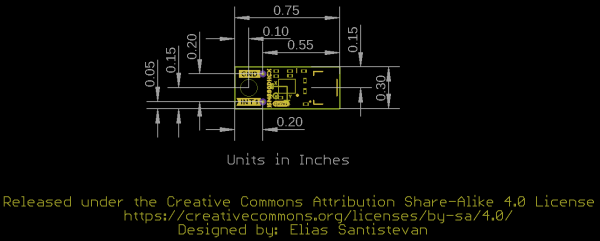 This teensy little guy measures 0.75" x 0.3"