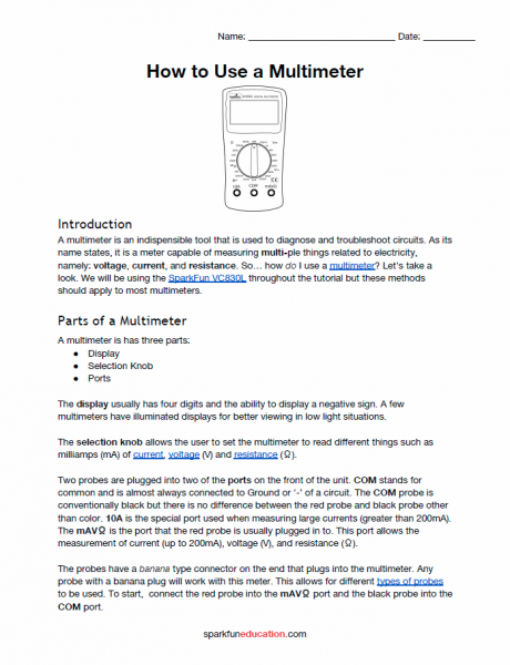 How to Use a Multimeter - SparkFun Learn