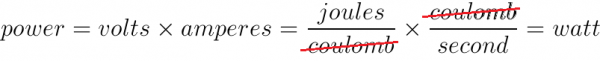 Deriving watts from volts and amps