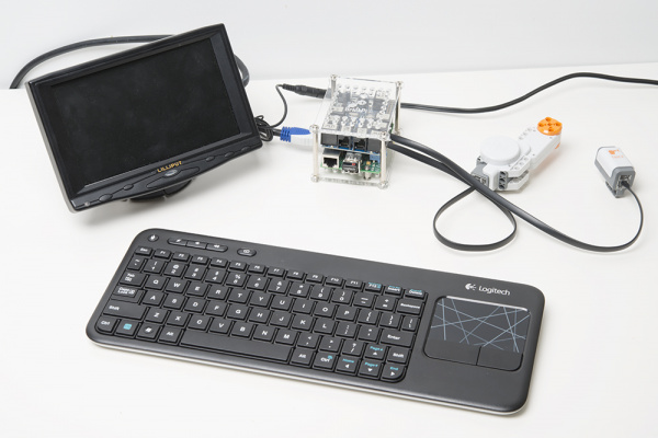 BrickPi and Raspberry Pi with connected peripherals