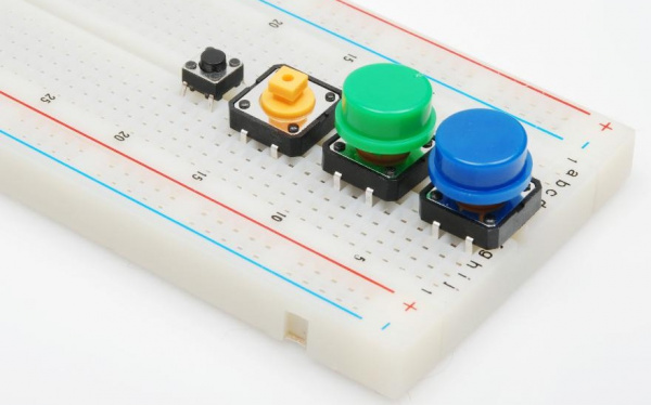 Buttons in a breadboard
