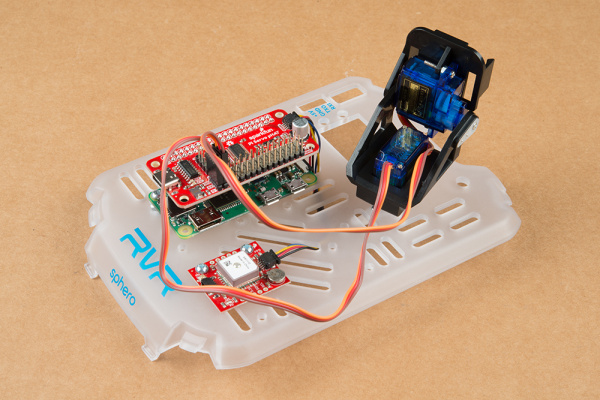 Pan-tilt servos plugged into the Servo pHAT