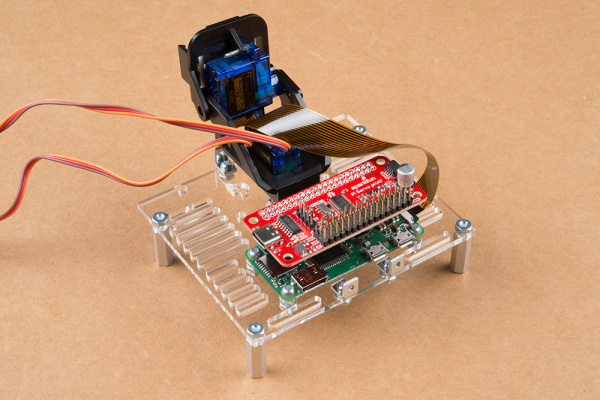 Servo pHAT plugged into Raspberry Pi Zero GPIO header