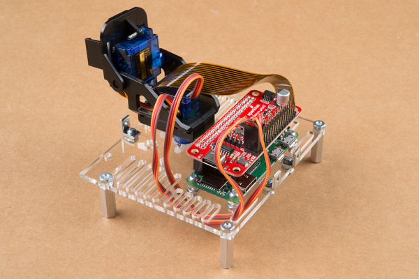 Servo cables from pan-tilt mechanism plugged in