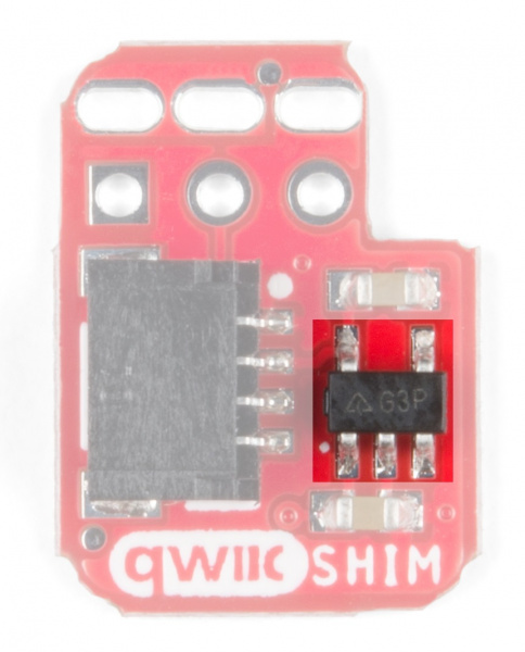 Voltage regulator is on the right side of the top of the board, between two capacitors