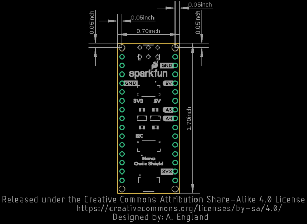 Dimensional Drawing for Qwiic Shield for Arduino Nano