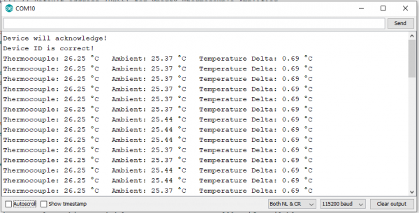 Serial Monitor Output for Example 1