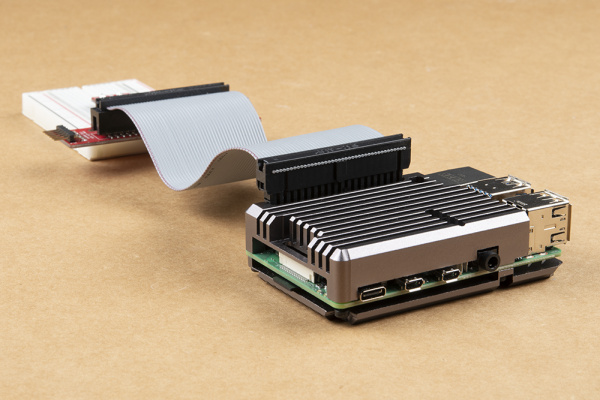 Extension Header with 7.30mm Pin Length is Used to Help Connect the Pi Wedge's IDC Cable to the Pi 4 with Heat Sink