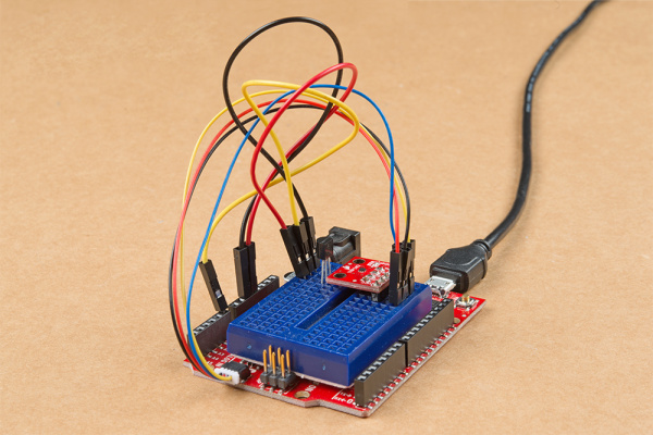 RedBoard Qwiic, TMP36, and TMP102 Connected