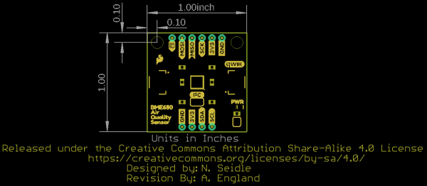 Qwiic BME680 board dimensions