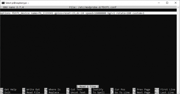 Configuration for fbtft Module