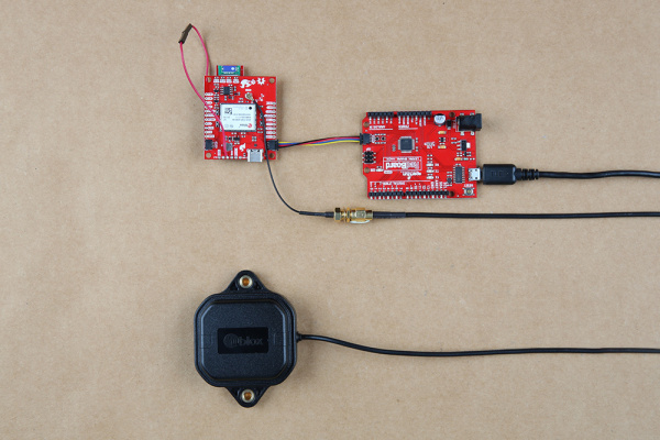 Arduino, ZED-F9R, Correction Source, GNSS Antenna
