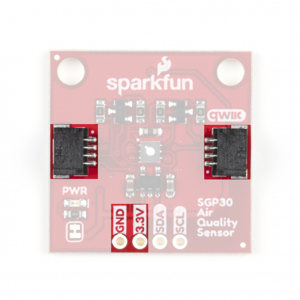 Highlighting the power input and Qwiic connectors