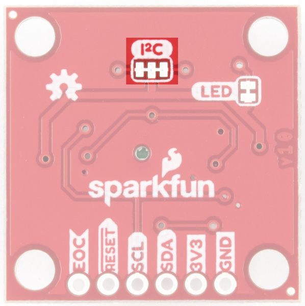 Highlighted I2C Jumpers on Back of Board