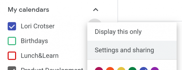 Google Calendar Settings and Sharing Link Location