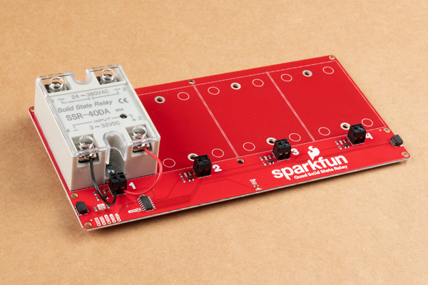 One relay attached to board and wired to screw terminal