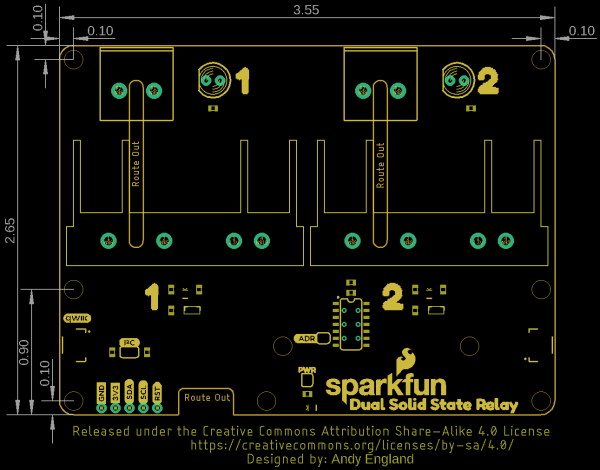 Qwiic Dual Solid State Relay Board Dimensions