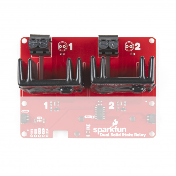 Photo highlighting relays and screw terminals